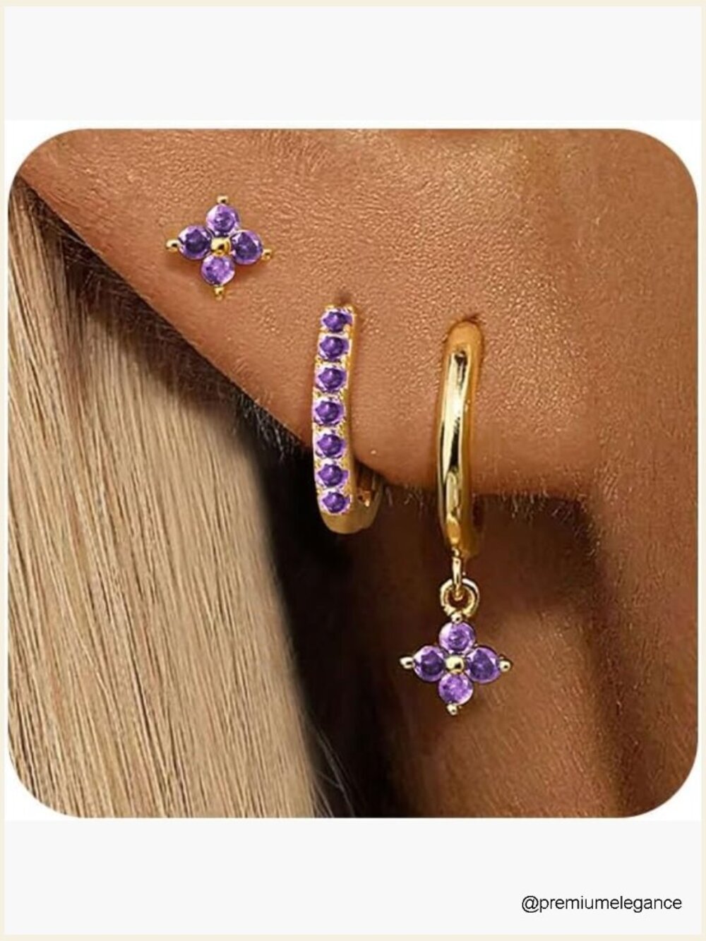 3 Pairs Gold Hoop Earrings Set Hypoallergenic Huggie Earrings Stack Dainty Stud